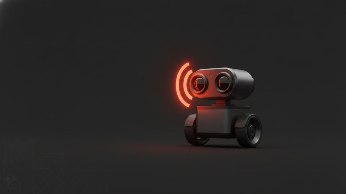 Two-wheel robot with ultrasonic sensor eyes and a glowing sonar arc
