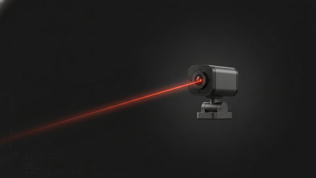 Camera module on a pan-tilt mount with a glowing sight line