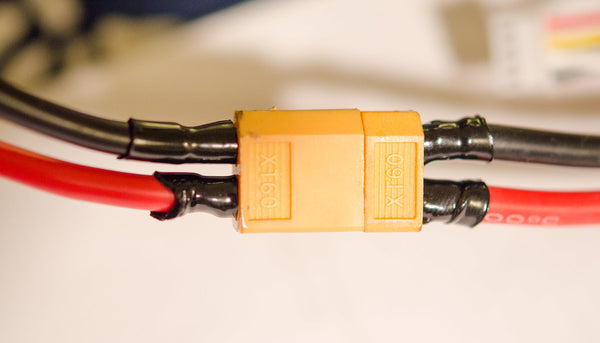XT60 connector pair with soldered wire leads