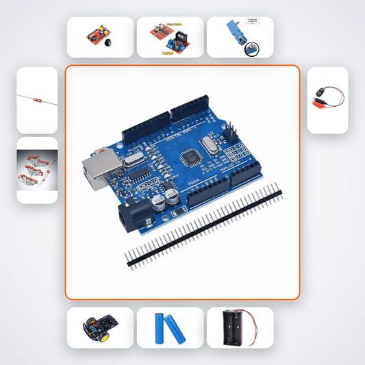 2-Axis Joystick Robot Control Kit with Arduino Uno + Motor - Compoden