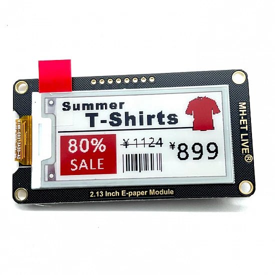2.13 inch E-Paper Display Module (Black / White / Red, flexible) - Compoden