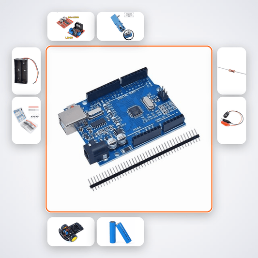 4WD Robot Basic Drive Kit with Arduino Uno + Motor - Compoden