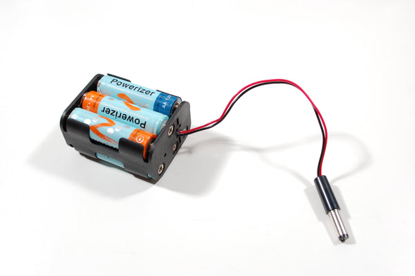 6x AA battery holder with DC barrel plug