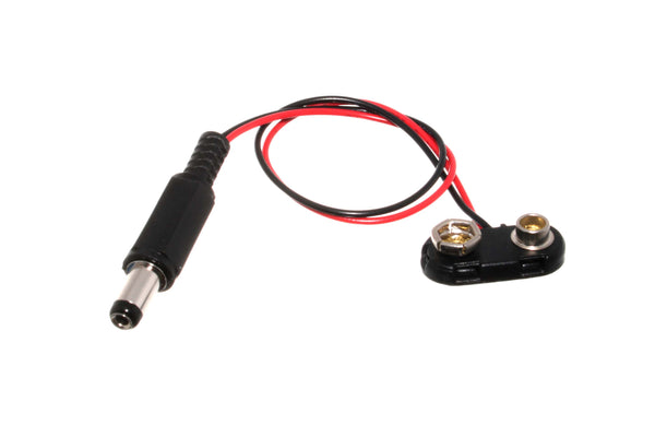 9V battery snap to 2.1mm DC barrel jack adapter