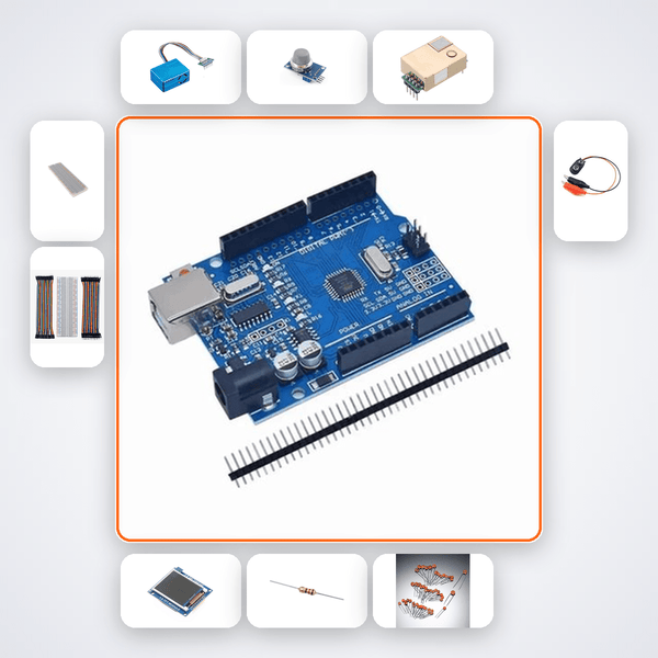 Air Quality Index Dashboard Kit with Arduino Uno + Sensor - Compoden