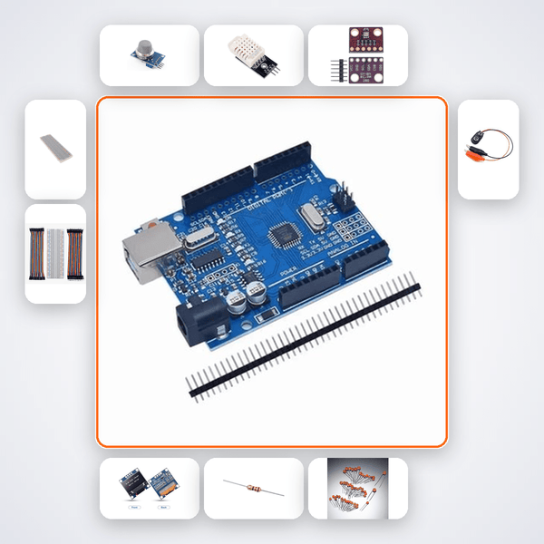 Air Quality Index Monitor Kit with Arduino Uno + Sensor - Compoden