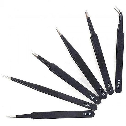 Anti-Static (ESD) Tweezers Set - 6 Piece - Compoden