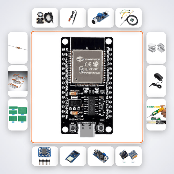 Aquaponics AI Predictive Nutrient Model Variant 34 Kit with ESP32 + LED - Compoden
