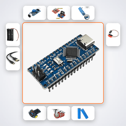 Arduino Clap Controlled Robot Car Kit with Arduino Nano + Motor - Compoden