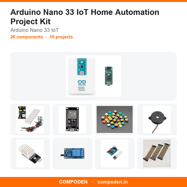 Arduino Nano 33 IoT Home Automation Project Kit - Compoden
