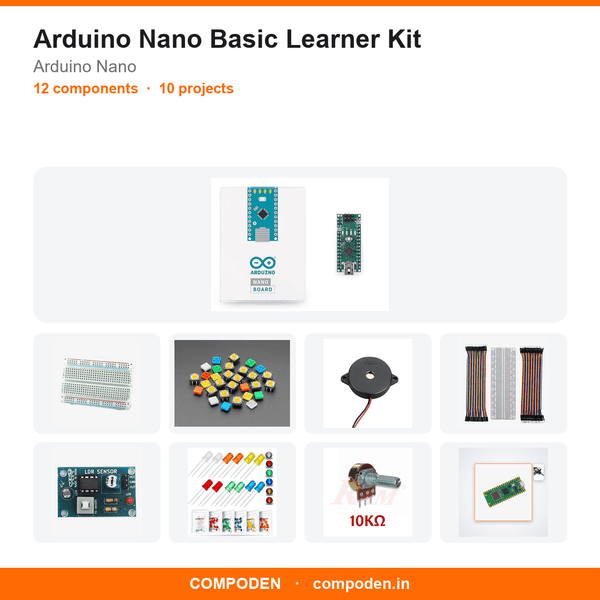 Arduino Nano Basic Learner Kit - Compoden