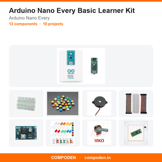 Arduino Nano Every Basic Learner Kit - Compoden