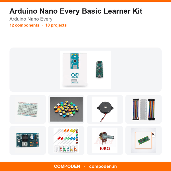 Arduino Nano Every Basic Learner Kit - Compoden