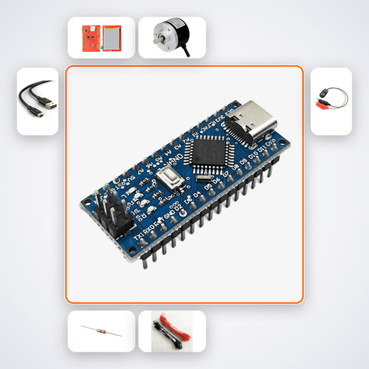 Arduino Push Button Counter Kit Kit with Arduino Nano - Compoden