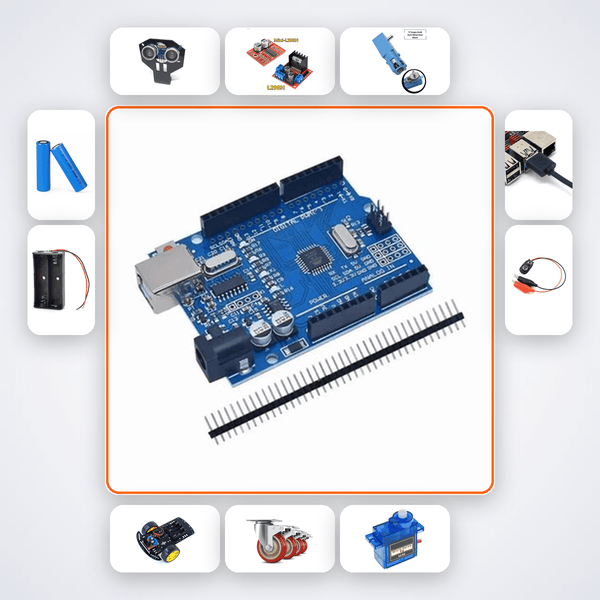 Arduino Ultrasonic Obstacle Avoider AI Kit with Arduino Uno + Ultrasonic - Compoden