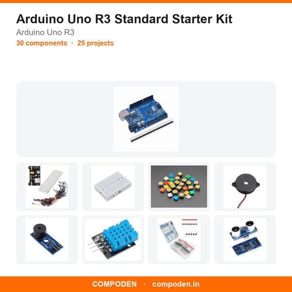 Arduino Uno R3 Standard Starter Kit - Compoden