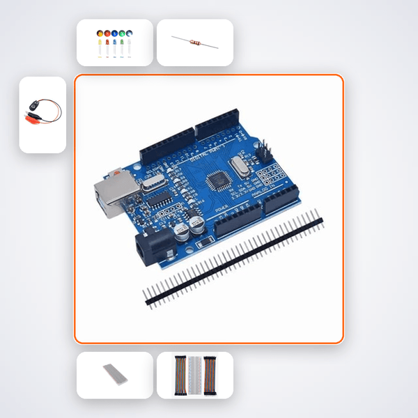 Battery Voltage Level Indicator Kit with Arduino Uno + LED - Compoden