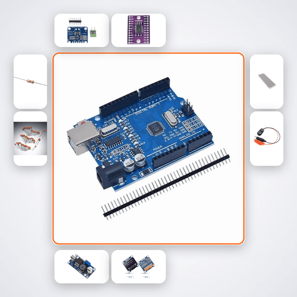Buck Converter Efficiency Test Kit with Arduino Uno + LED - Compoden