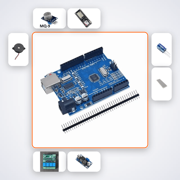 Carbon Monoxide Home Alert Kit with Arduino Uno + Sensor - Compoden