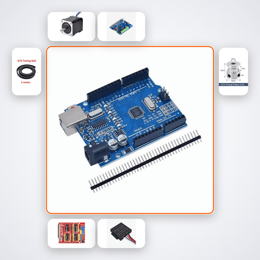 CNC Shield 3-Axis Plotter Kit with Arduino Uno + Stepper Motor - Compoden