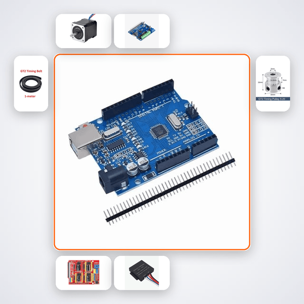 CNC Shield 3-Axis Plotter Kit with Arduino Uno + Stepper Motor - Compoden