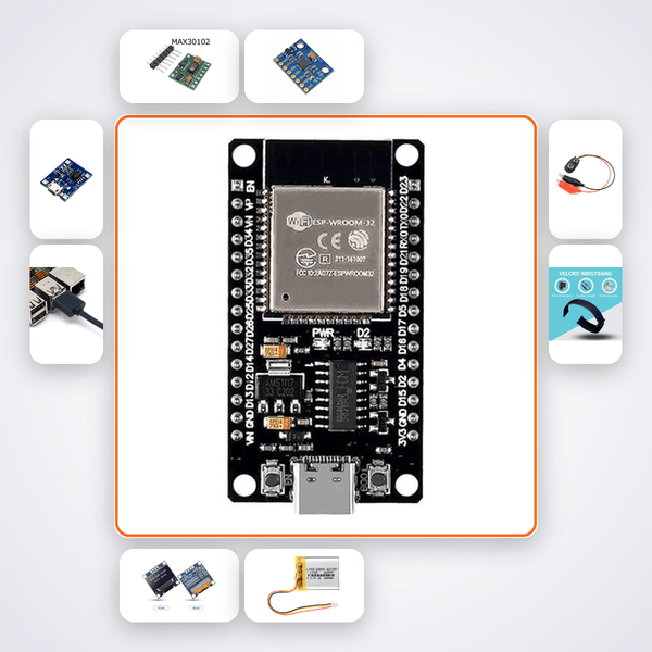 ESP32 Wearable Health Band Kit: Monitor SpO2, Heart Rate & Steps - Compoden