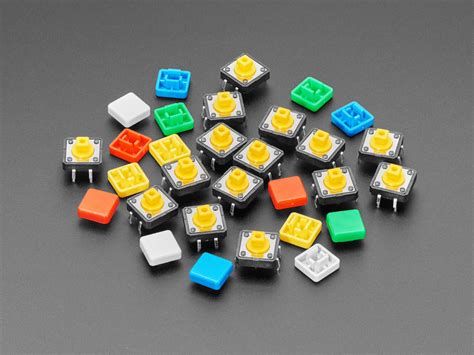 Tactile Button Pack - 10x 6mm Switches with Colored Caps | Compoden – Compoden electronics component