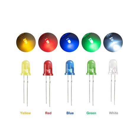 LED Assorted Pack – 5mm Red, Green, Blue, Yellow, White | Compoden – Compoden electronics component