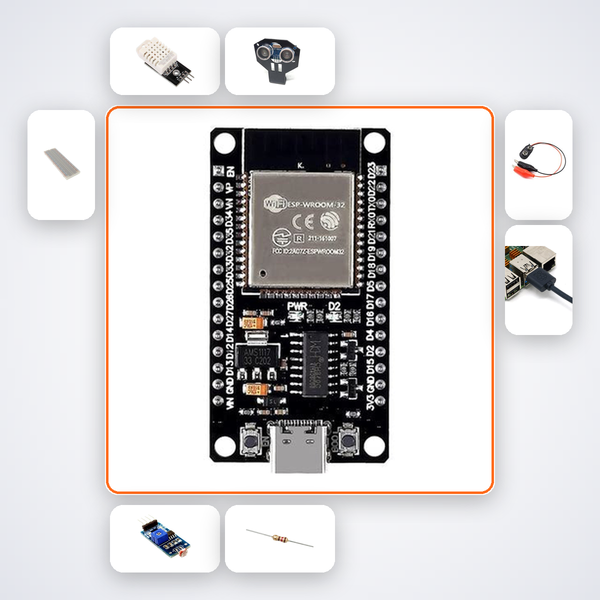 Blind Stick Obstacle Detector Kit with ESP32 + DHT22