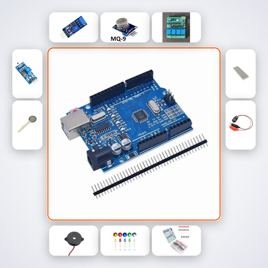Earthquake and Carbon Monoxide Alert Kit with Arduino Uno + Sensor