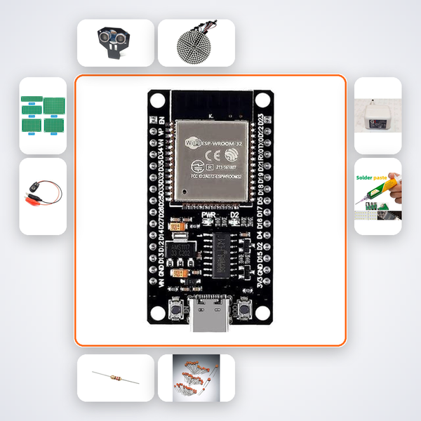 Industrial Bin Level Monitor Kit with ESP32 + Ultrasonic