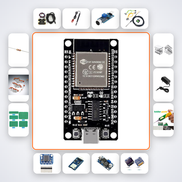 Industrial Boiler Temp Monitor Kit with ESP32 + LED