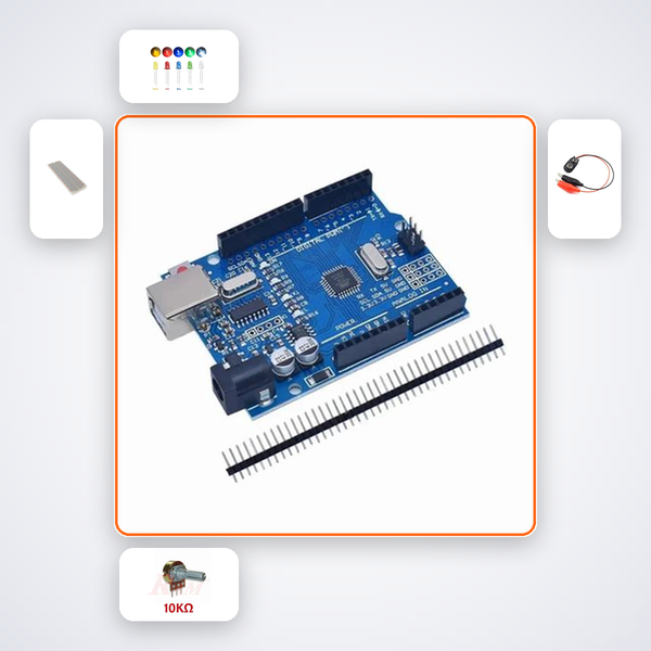 LED Knight Rider Chaser Kit with Arduino Uno + LED