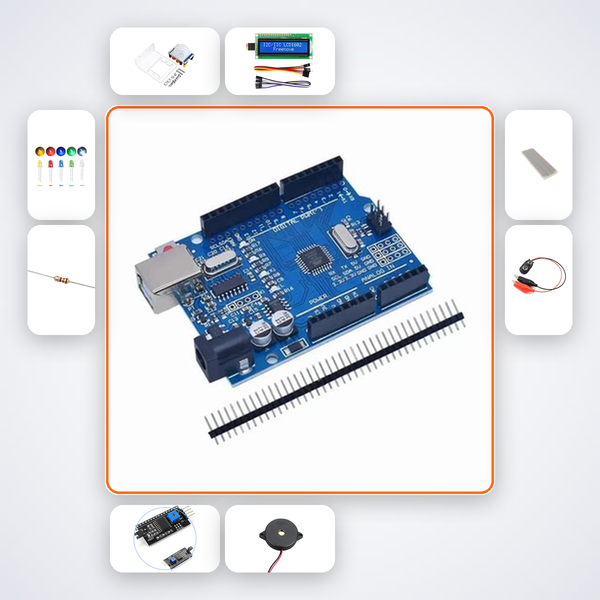 Multi-Zone PIR Alarm Panel Kit with Arduino Uno + LED