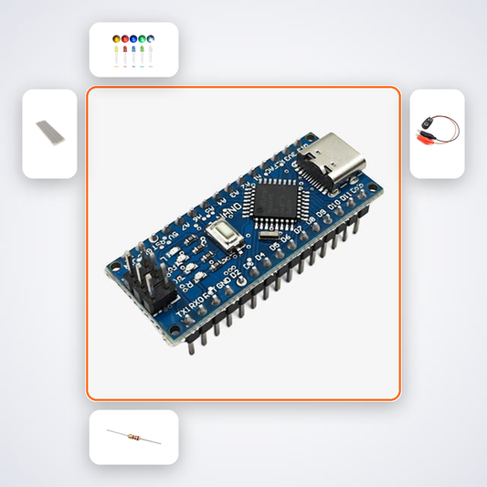 Nano Breadboard Traffic Light Kit with Arduino Nano + LED