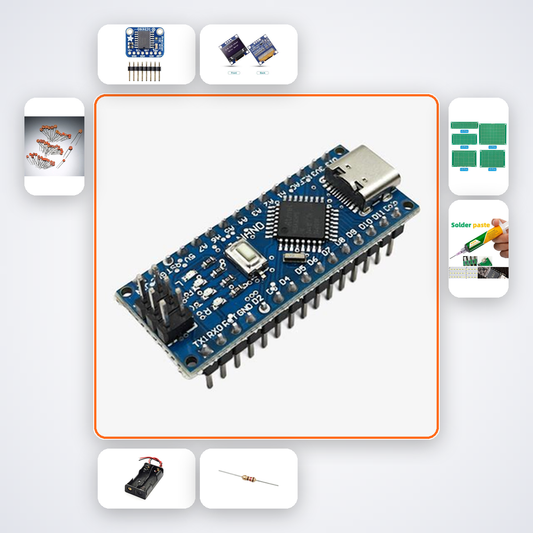 Nano OLED Clock on Coin Cell Kit with Arduino Nano + LED