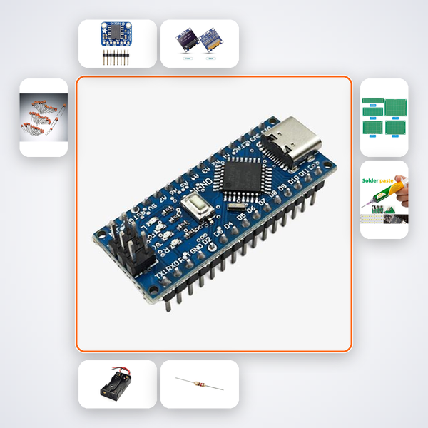 Nano OLED Clock on Coin Cell Kit with Arduino Nano + LED