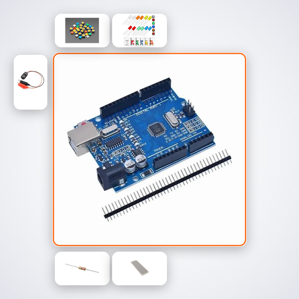Push Button LED Toggle Kit with Arduino Uno + LED