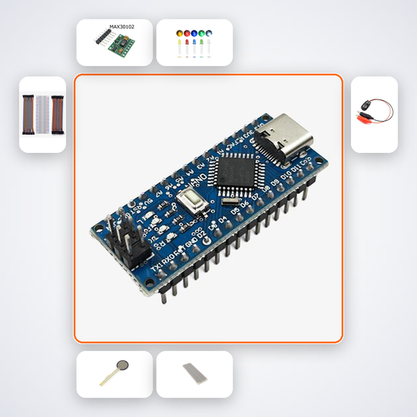 Resting Heart Rate Monitor Variant 12 Kit with Arduino Nano + LED