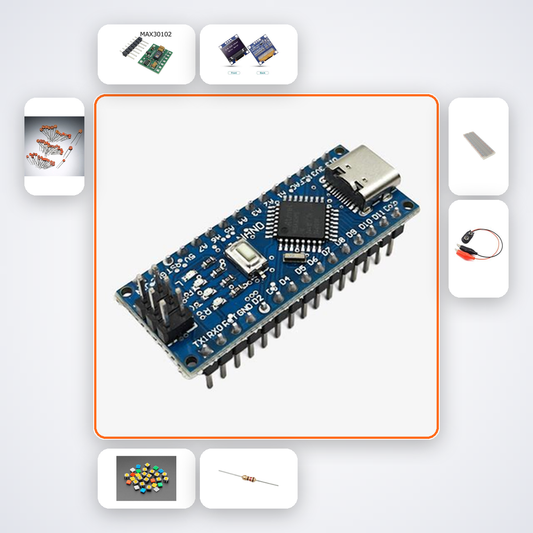 SPO2 and BPM Spot Check Kit with Arduino Nano + LED