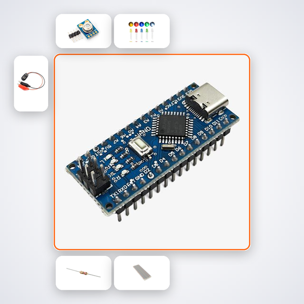 Temperature Fever Alert Badge Kit with Arduino Nano + LED