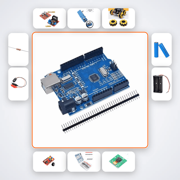 Mecanum Wheel Omnidirectional Robot Kit with Arduino Uno + Motor - Compoden