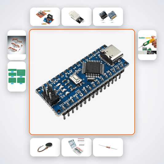 Nano Motor Controller Shield Kit with Arduino Nano + DHT22 - Compoden