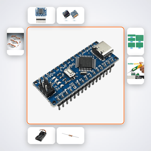 Nano OLED Clock on Coin Cell Kit with Arduino Nano + LED - Compoden