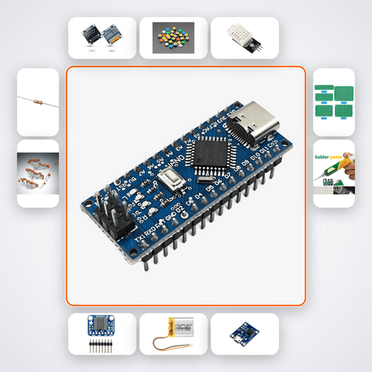 Nano PCB Business Card Computer Kit with Arduino Nano + LED - Compoden