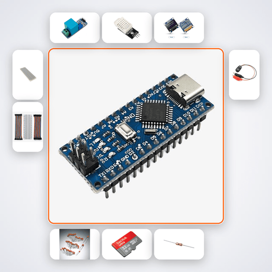 NRF24L01 Wireless Temperature Kit with Arduino Nano + NRF24 - Compoden
