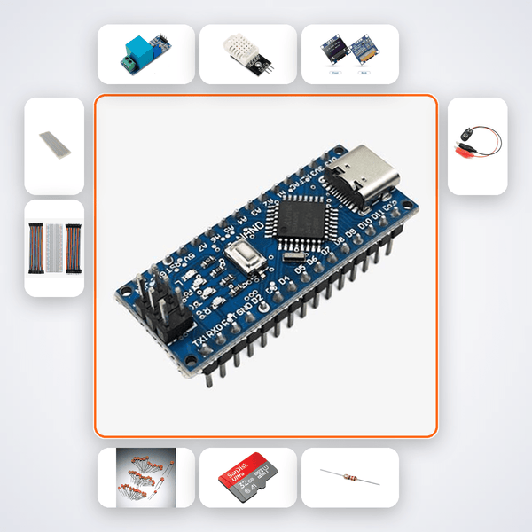 NRF24L01 Wireless Temperature Kit with Arduino Nano + NRF24 - Compoden