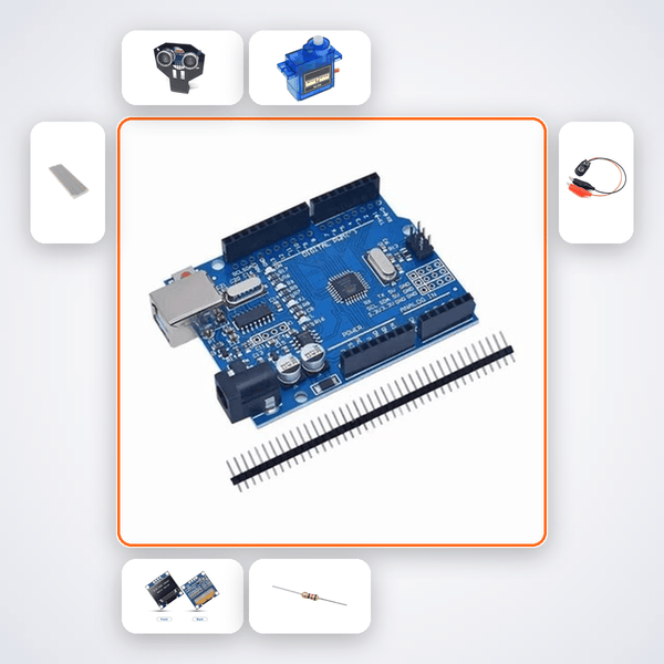 OLED Radar Sweep Scanner Kit with Arduino Uno + Ultrasonic - Compoden