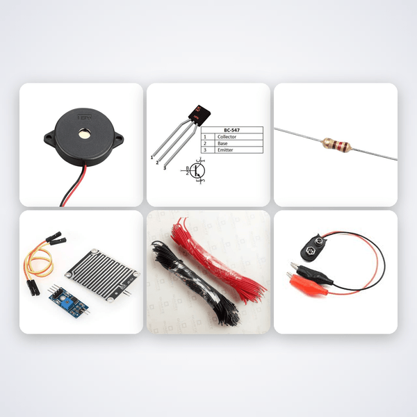 Rain Alarm Circuit Kit for Kids 6-8 - Beginner STEM Buzzer Project - Compoden