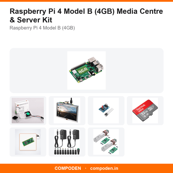 Raspberry Pi 4 Model B (4GB) Media Centre & Server Kit - Compoden